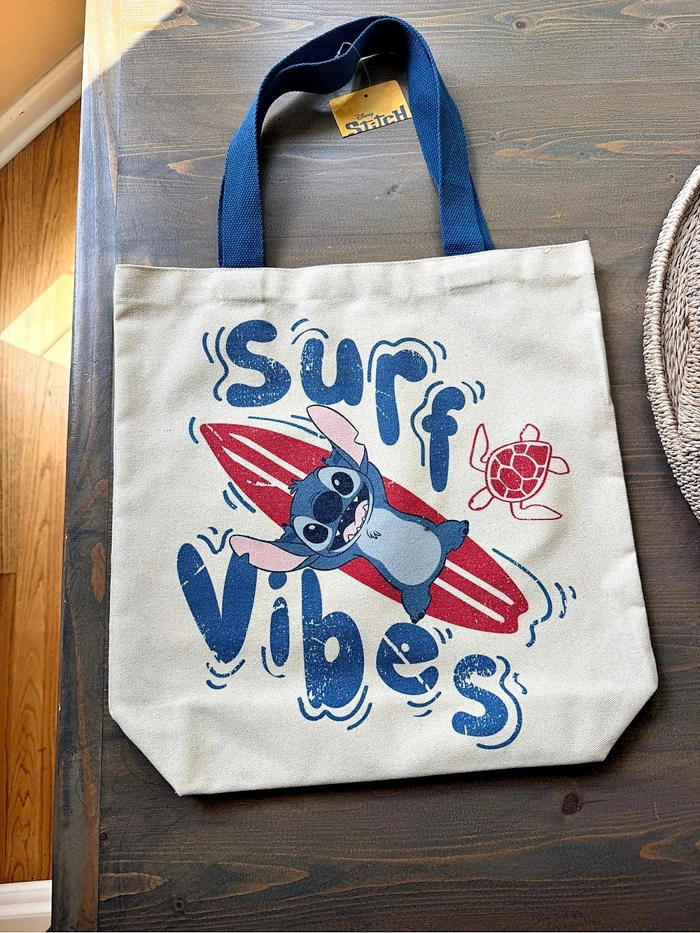 Disney Disney's Stitch Surf Vibes XL Tote Bag Cream & Blue NWT
